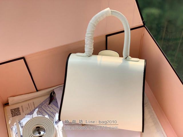 DELVAUX女包 經典款Brillant 原版Box牛皮手袋 德爾沃女手提包 DG0020 捆邊白 Delvaux女單肩斜跨包  fcs1253
